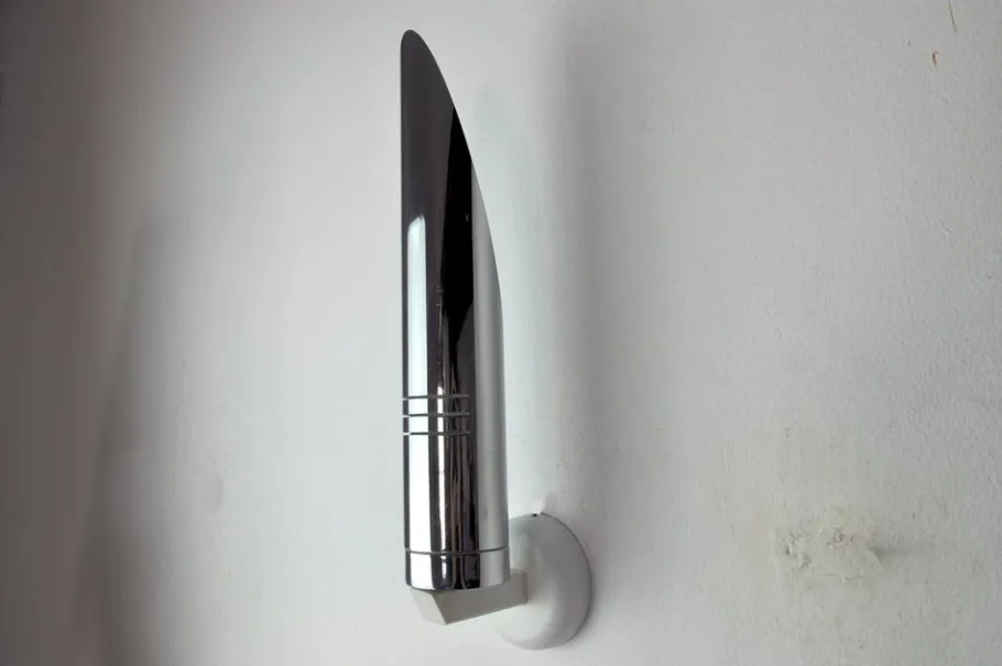 Hot Pamono Space Age Tubular Wall Lamp in Chromed Metal, Italy, 1970s