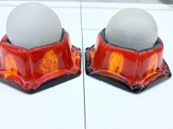 Clearance Pamono Space Age Wall Lamps in Ceramic and Glass from Honsel, 1960s-1970s, Set of 2