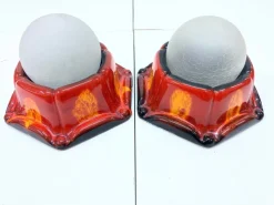 Clearance Pamono Space Age Wall Lamps in Ceramic and Glass from Honsel, 1960s-1970s, Set of 2