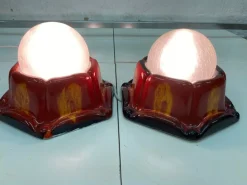 Clearance Pamono Space Age Wall Lamps in Ceramic and Glass from Honsel, 1960s-1970s, Set of 2