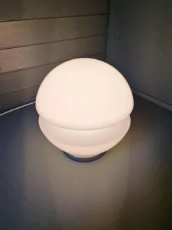 Clearance Pamono Space Age White Opaline and Chrome Metal Table Lamp, 1970s