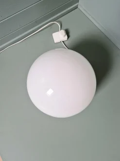 Clearance Pamono Space Age White Opaline and Chrome Metal Table Lamp, 1970s