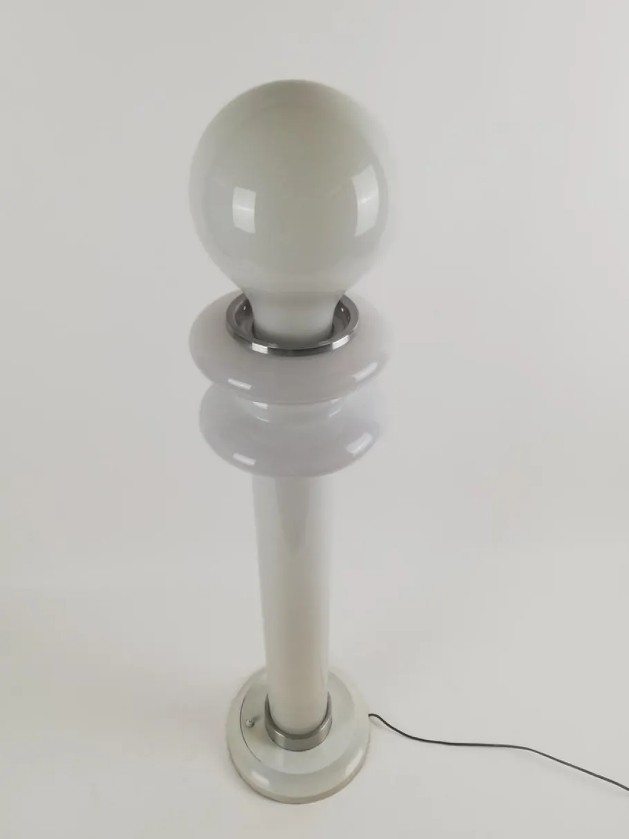 Hot Pamono Space Age White Opaline Floor Lamp, Italy, 1970s