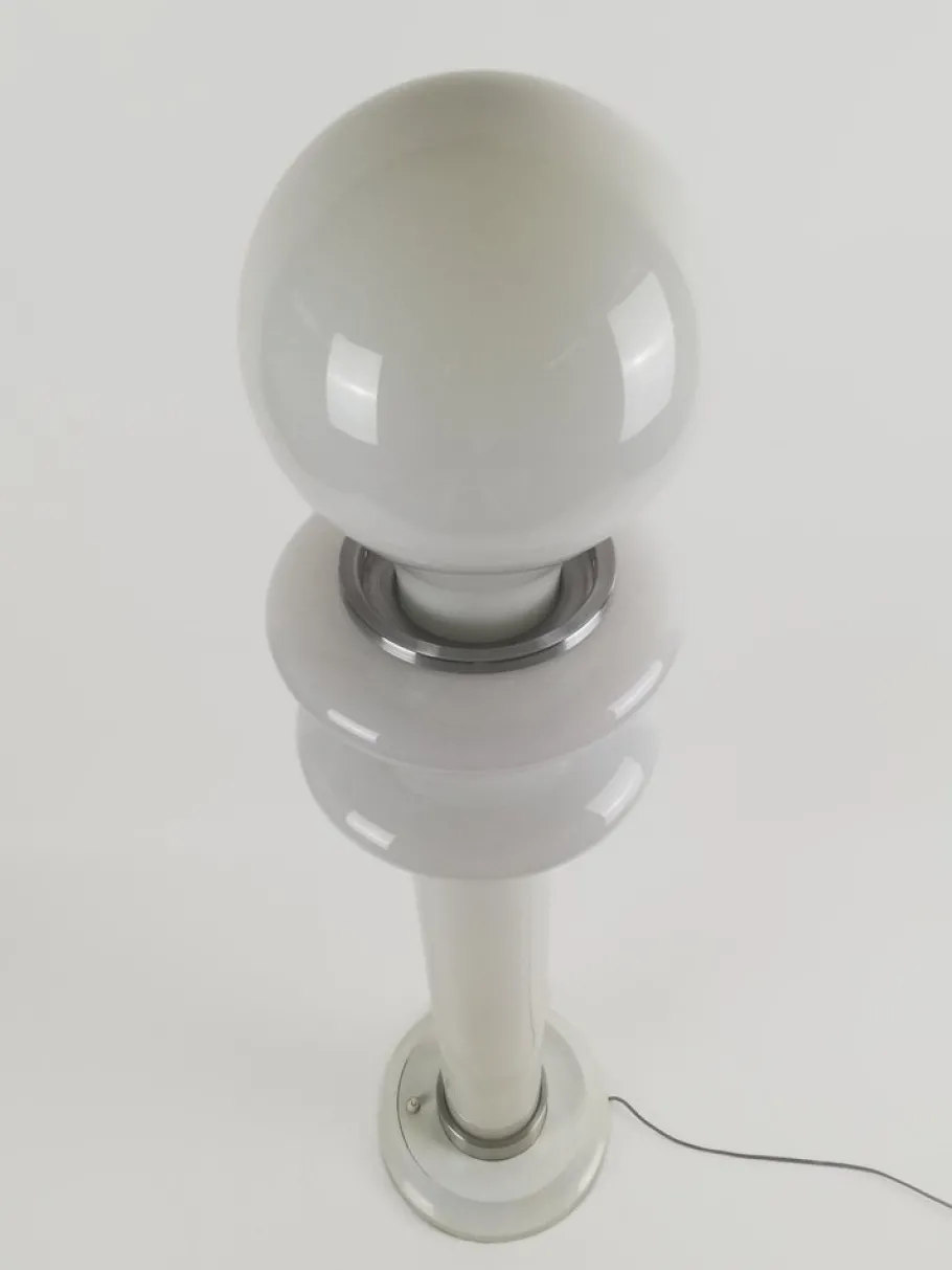 Hot Pamono Space Age White Opaline Floor Lamp, Italy, 1970s