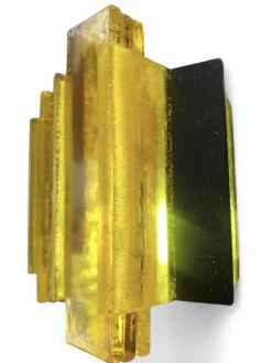 New Pamono Space Age Yellow Acrylic and Chrome Wall Lights by Claus Bolby, 1970s, Set of 2