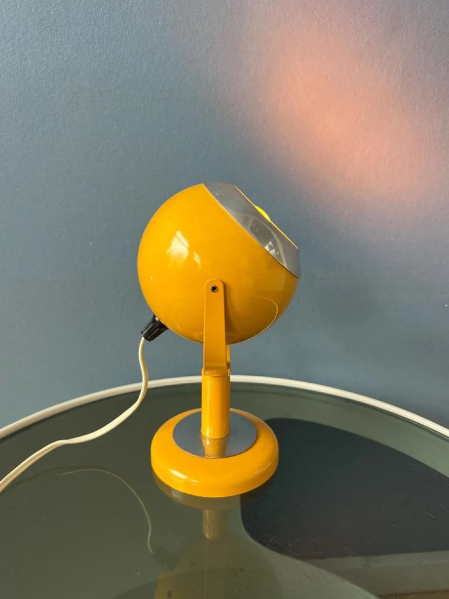 New Pamono Space Age Yellow Flexible Eyeball Table Lamp