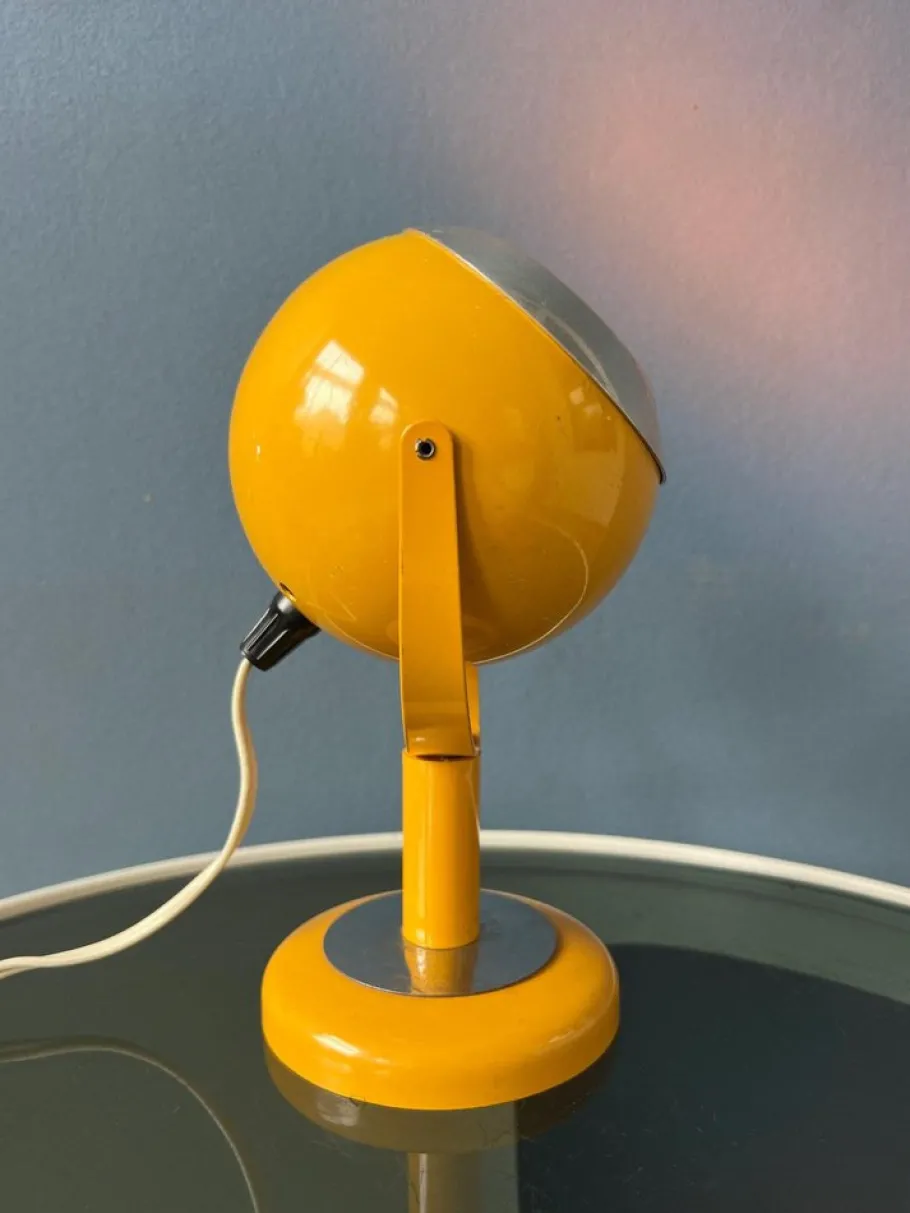 New Pamono Space Age Yellow Flexible Eyeball Table Lamp