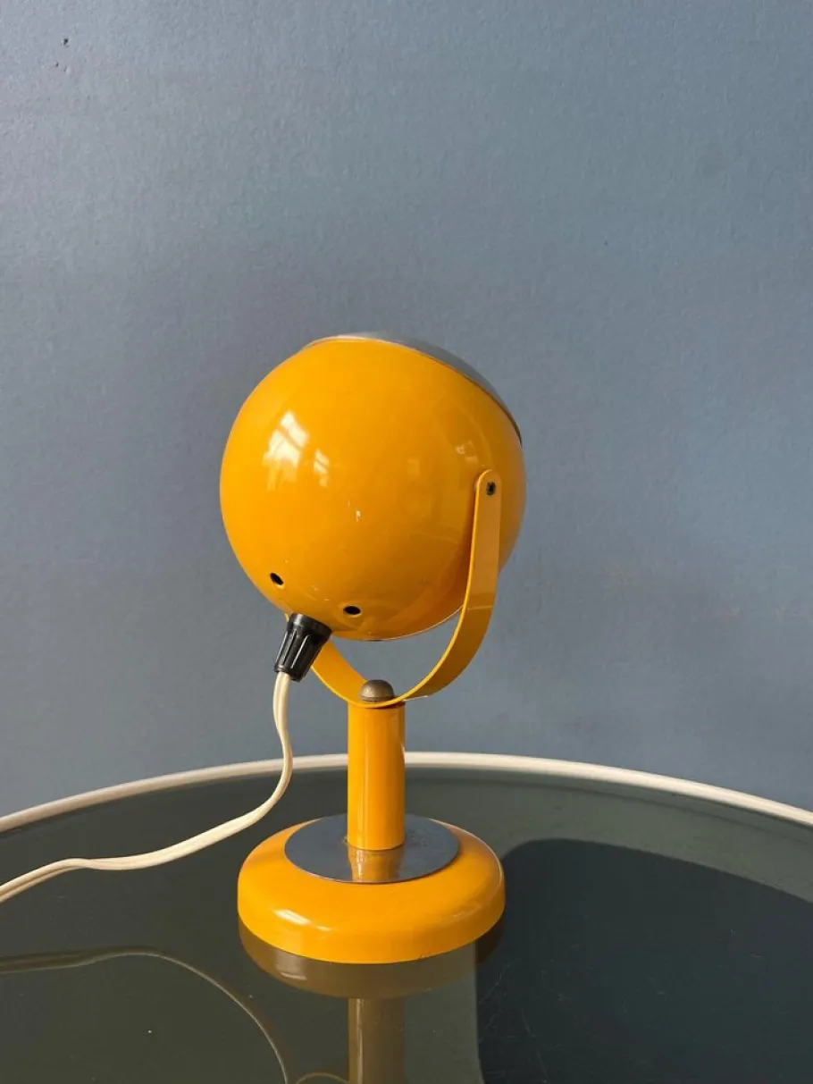 New Pamono Space Age Yellow Flexible Eyeball Table Lamp