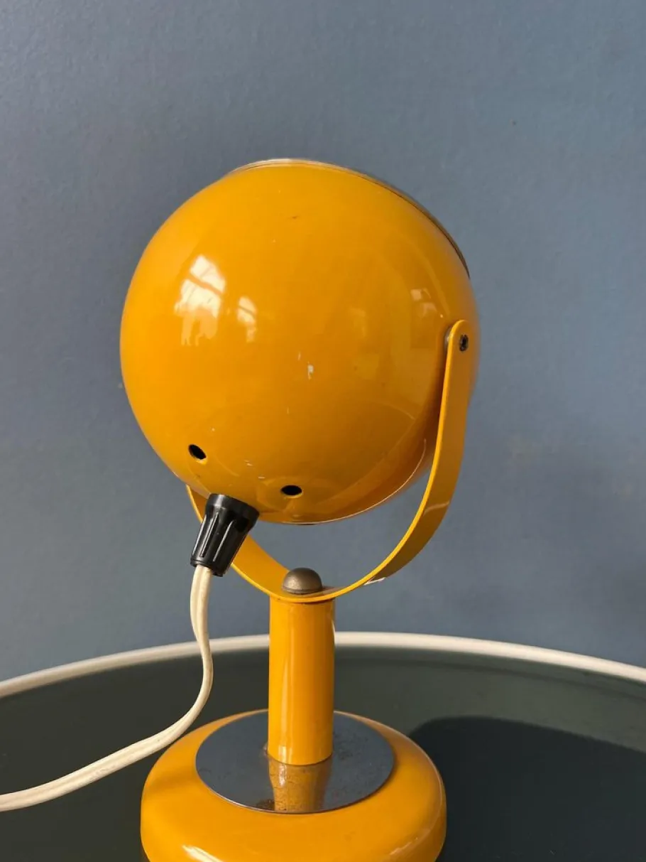 New Pamono Space Age Yellow Flexible Eyeball Table Lamp