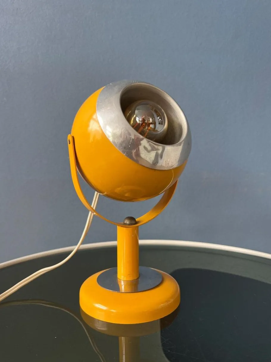New Pamono Space Age Yellow Flexible Eyeball Table Lamp