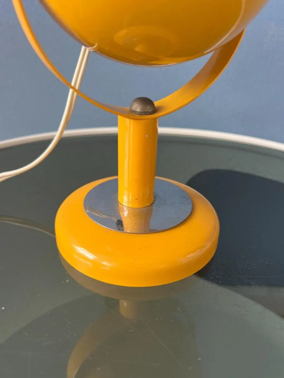 New Pamono Space Age Yellow Flexible Eyeball Table Lamp