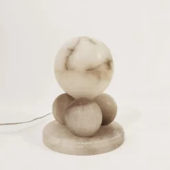 Hot Pamono Spanish Alabaster Cubist Table Lamp, 1950s