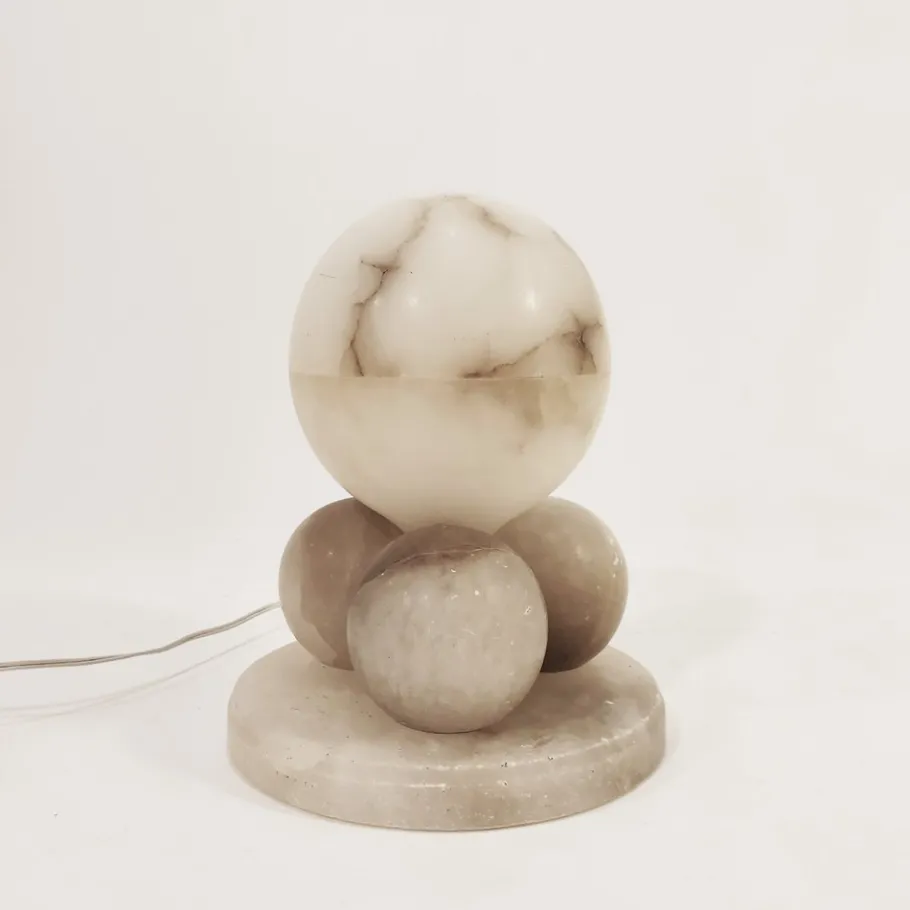 Hot Pamono Spanish Alabaster Cubist Table Lamp, 1950s