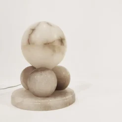 Hot Pamono Spanish Alabaster Cubist Table Lamp, 1950s