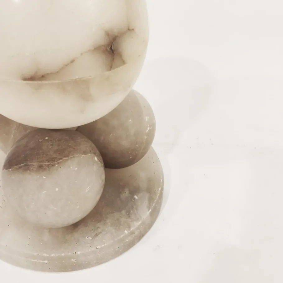 Hot Pamono Spanish Alabaster Cubist Table Lamp, 1950s