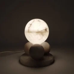 Hot Pamono Spanish Alabaster Cubist Table Lamp, 1950s