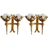 Clearance Pamono Spanish Wall Light in Gilt Iron with Milk Glass Globes, 1950, Set of 2