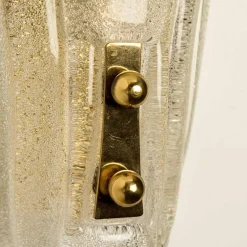 Pamono Sparkled Glass and Brass Wall Lights from Hillebrand, 1970s, Set of 2