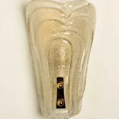 Pamono Sparkled Glass and Brass Wall Lights from Hillebrand, 1970s, Set of 2