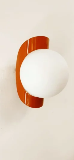 Pamono Sphere Wall Light with Orange Band