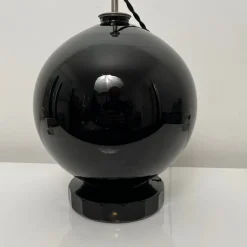 Best Pamono Spherical Desk Lamp in Black Opaline Glass in the style of Jacques Adnet, France, 1930s