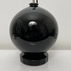 Best Pamono Spherical Desk Lamp in Black Opaline Glass in the style of Jacques Adnet, France, 1930s