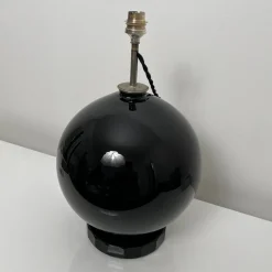 Best Pamono Spherical Desk Lamp in Black Opaline Glass in the style of Jacques Adnet, France, 1930s