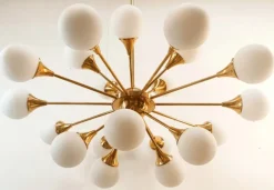 Best Pamono Sputnik Chandelier in Brass with Spherical Glass Shades