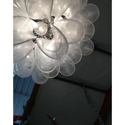 Discount Pamono Sputnik Chandelier with Alabaster Italian Glass by Simoeng