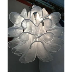Discount Pamono Sputnik Chandelier with Alabaster Italian Glass by Simoeng