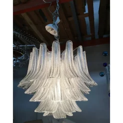 Discount Pamono Sputnik Chandelier with Clear Seghettata Italian Glass by Simoeng