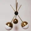 Clearance Pamono Sputnik Chandelier with Half-Brass Metal Spheres