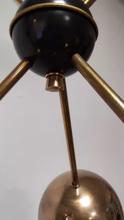 Clearance Pamono Sputnik Chandelier with Half-Brass Metal Spheres