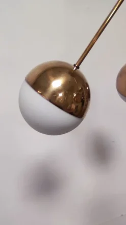 Clearance Pamono Sputnik Chandelier with Half-Brass Metal Spheres