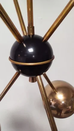 Clearance Pamono Sputnik Chandelier with Half-Brass Metal Spheres