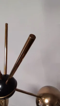 Clearance Pamono Sputnik Chandelier with Half-Brass Metal Spheres