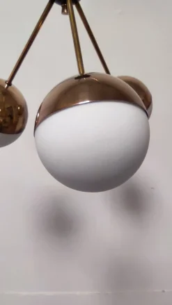 Clearance Pamono Sputnik Chandelier with Half-Brass Metal Spheres