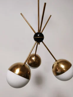 Clearance Pamono Sputnik Chandelier with Half-Brass Metal Spheres