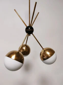 Clearance Pamono Sputnik Chandelier with Half-Brass Metal Spheres