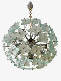Hot Pamono Sputnik Cut-Glass 13-Bulb Chandelier attributed to Fontana Arte, 1960s