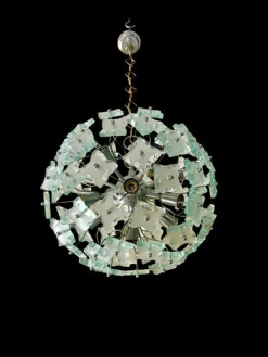 Hot Pamono Sputnik Cut-Glass 13-Bulb Chandelier attributed to Fontana Arte, 1960s