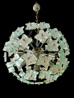 Hot Pamono Sputnik Cut-Glass 13-Bulb Chandelier attributed to Fontana Arte, 1960s