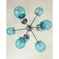 New Pamono Sputnik Light-Blue Ballotton Murano Glass Chandelier by Simoeng