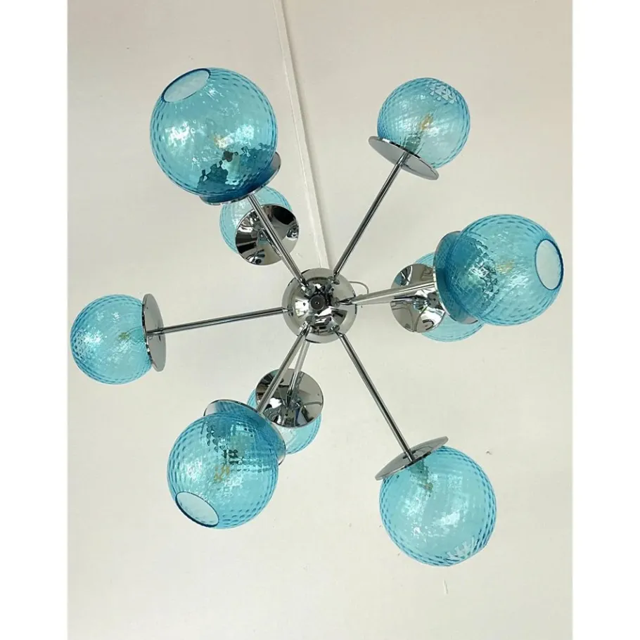 New Pamono Sputnik Light-Blue Ballotton Murano Glass Chandelier by Simoeng