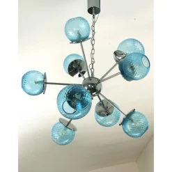 New Pamono Sputnik Light-Blue Ballotton Murano Glass Chandelier by Simoeng