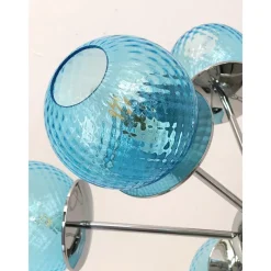 New Pamono Sputnik Light-Blue Ballotton Murano Glass Chandelier by Simoeng