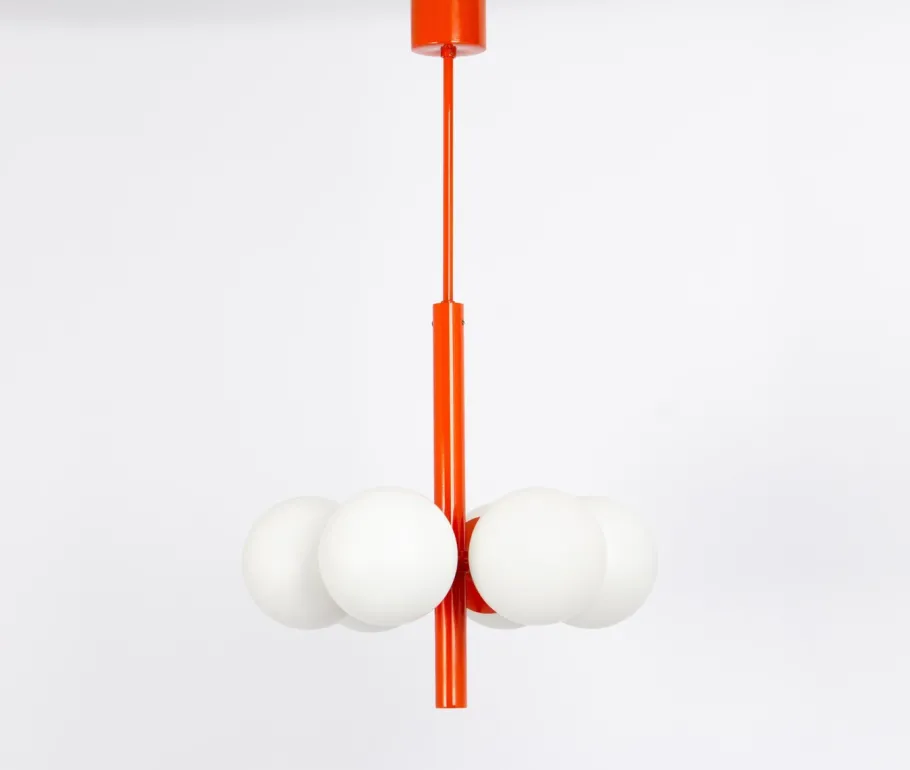 Discount Pamono Sputnik Orange Pendant Light in Opal Glass from Kaiser Idell / Kaiser Leuchten, Germany, 1970s