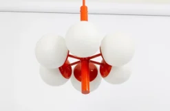 Discount Pamono Sputnik Orange Pendant Light in Opal Glass from Kaiser Idell / Kaiser Leuchten, Germany, 1970s
