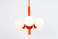 Discount Pamono Sputnik Orange Pendant Light in Opal Glass from Kaiser Idell / Kaiser Leuchten, Germany, 1970s