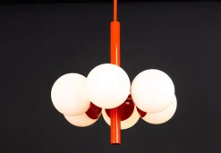 Discount Pamono Sputnik Orange Pendant Light in Opal Glass from Kaiser Idell / Kaiser Leuchten, Germany, 1970s